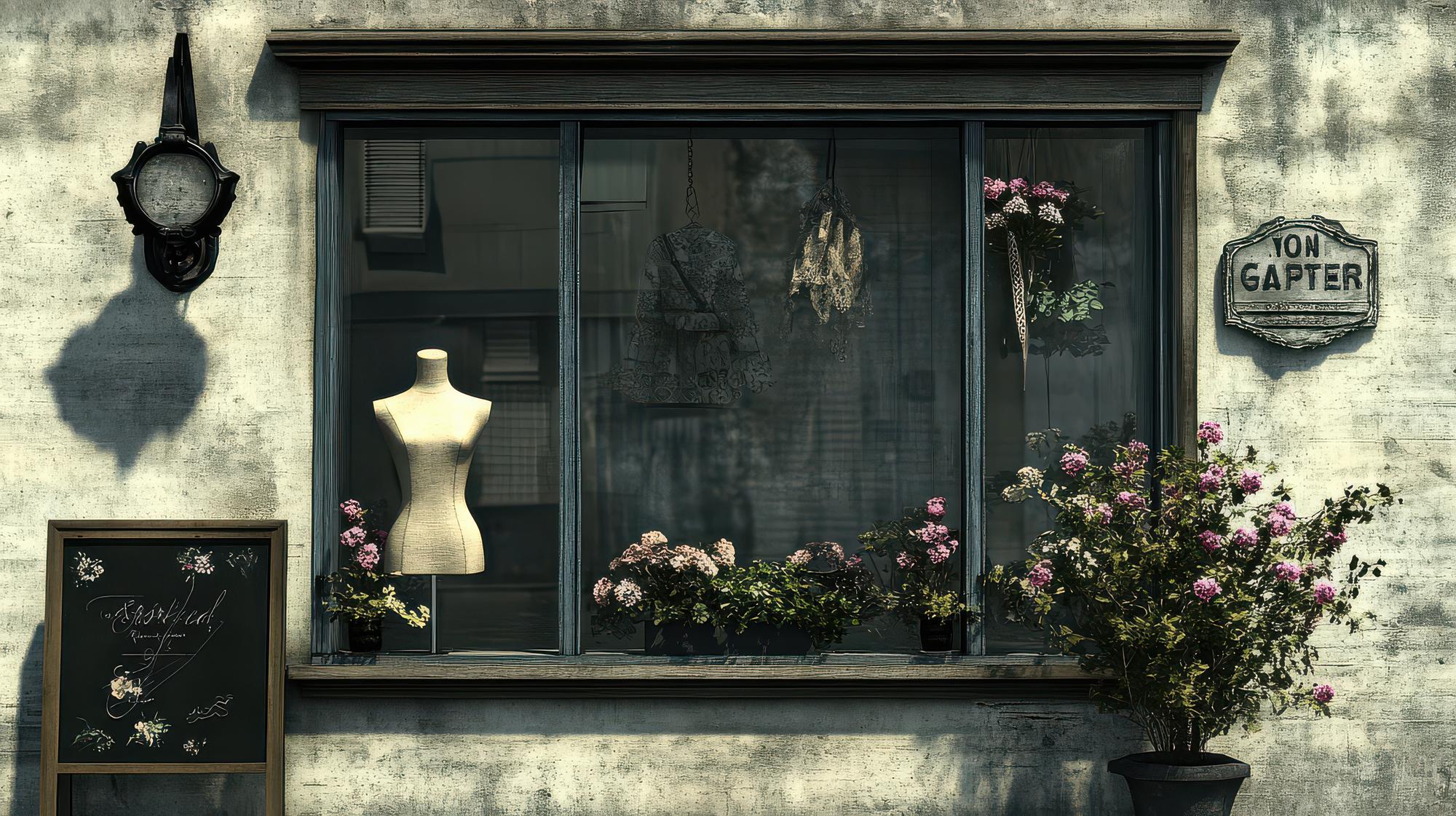Vista esterna dell'atelier con vetrina